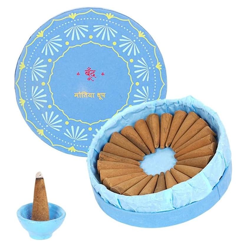 Conos de Incienso Motiya Boond - Jazmín Puro Natural 25 Unidades