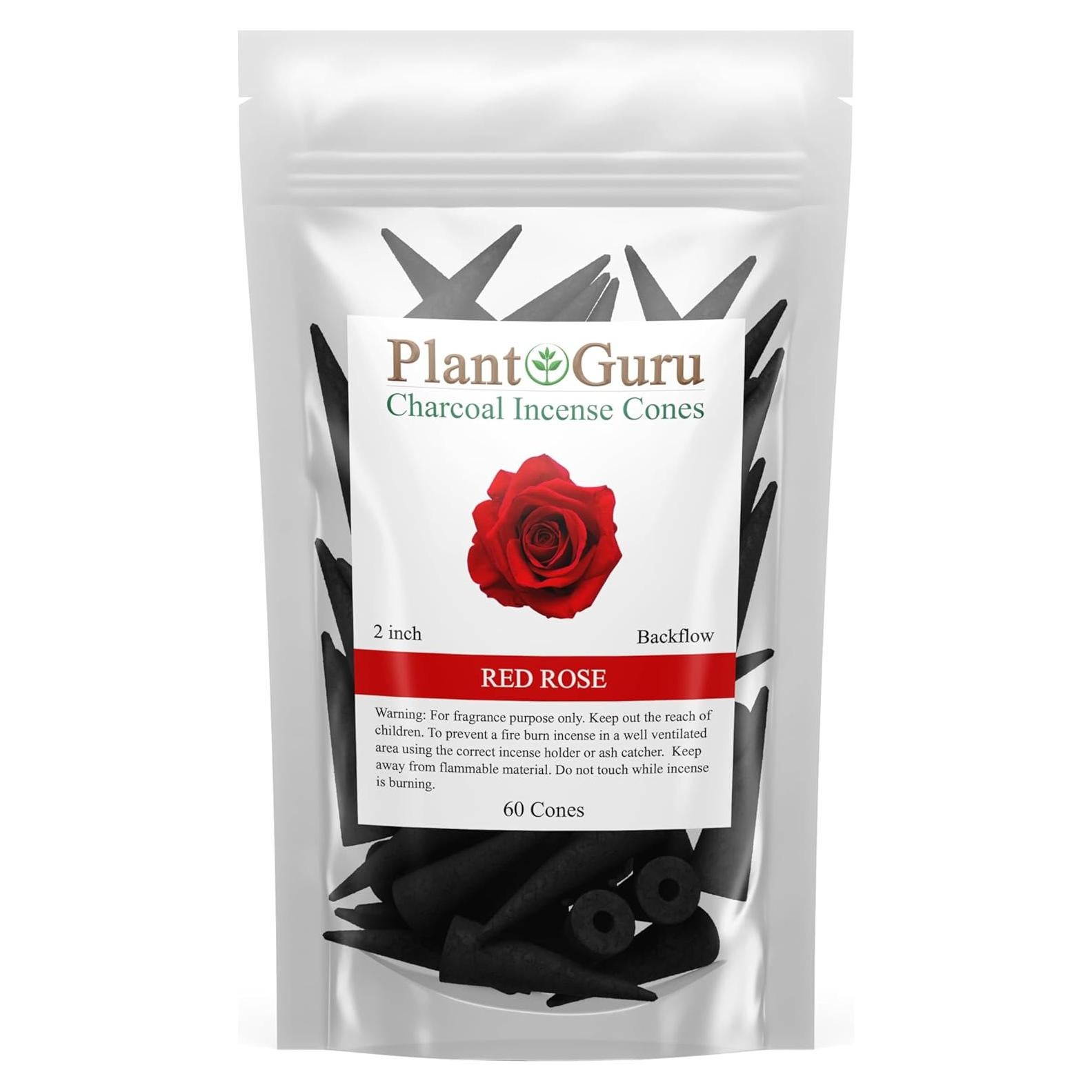 Conos de Incienso Rosa Roja Plant Guru - 60 Unidades 5.08 cm