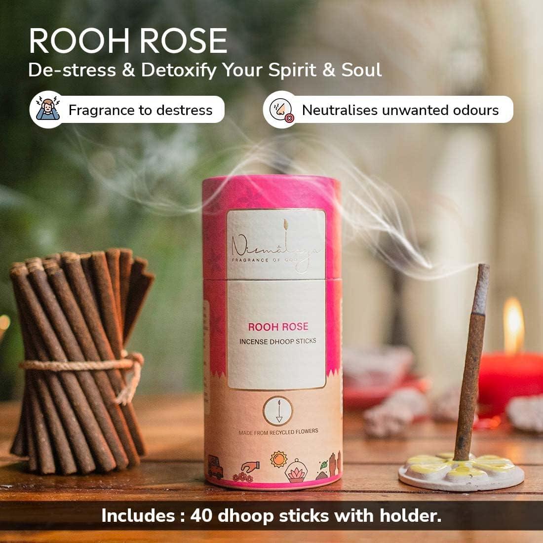 Incienso Natural Nirmalaya Rooh Rose 40 Varillas 180g