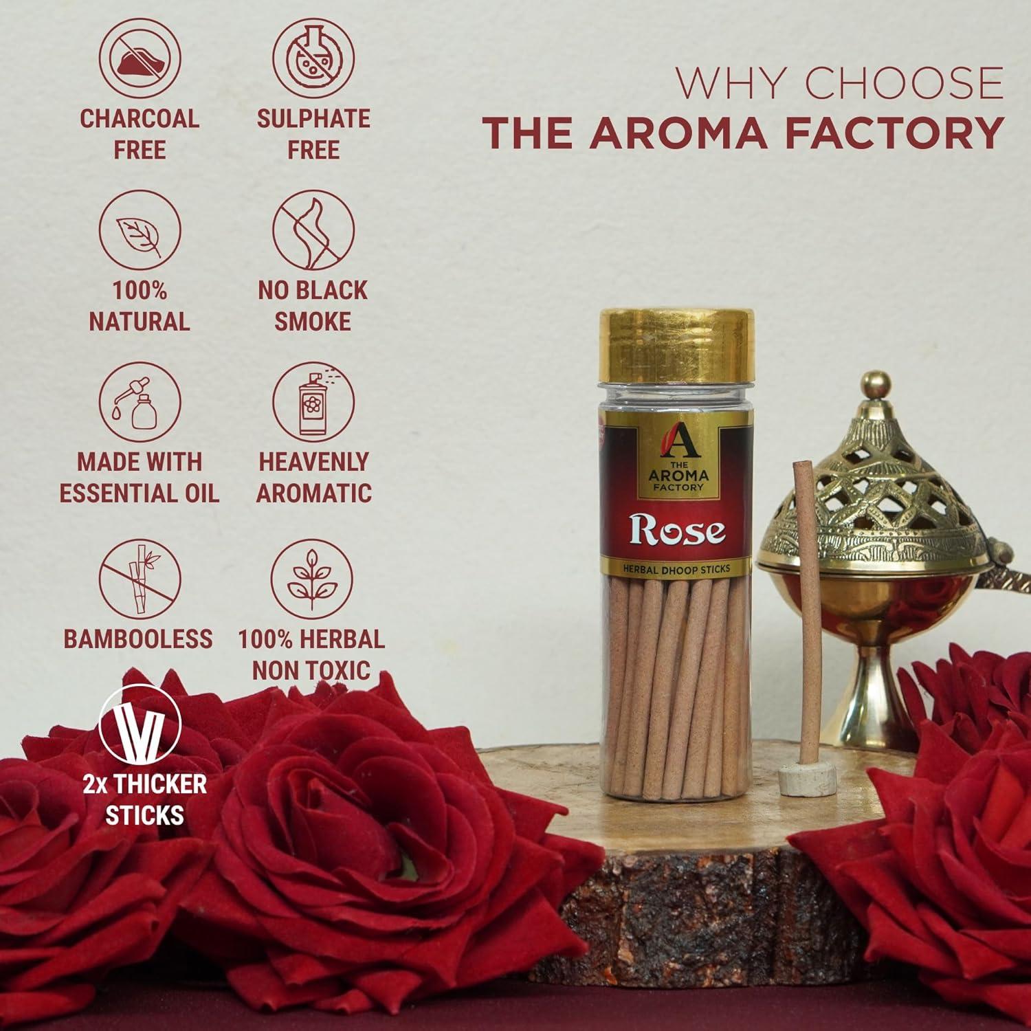 Varitas de Dhoop Rosa The Aroma Factory 35g Sin Carbón