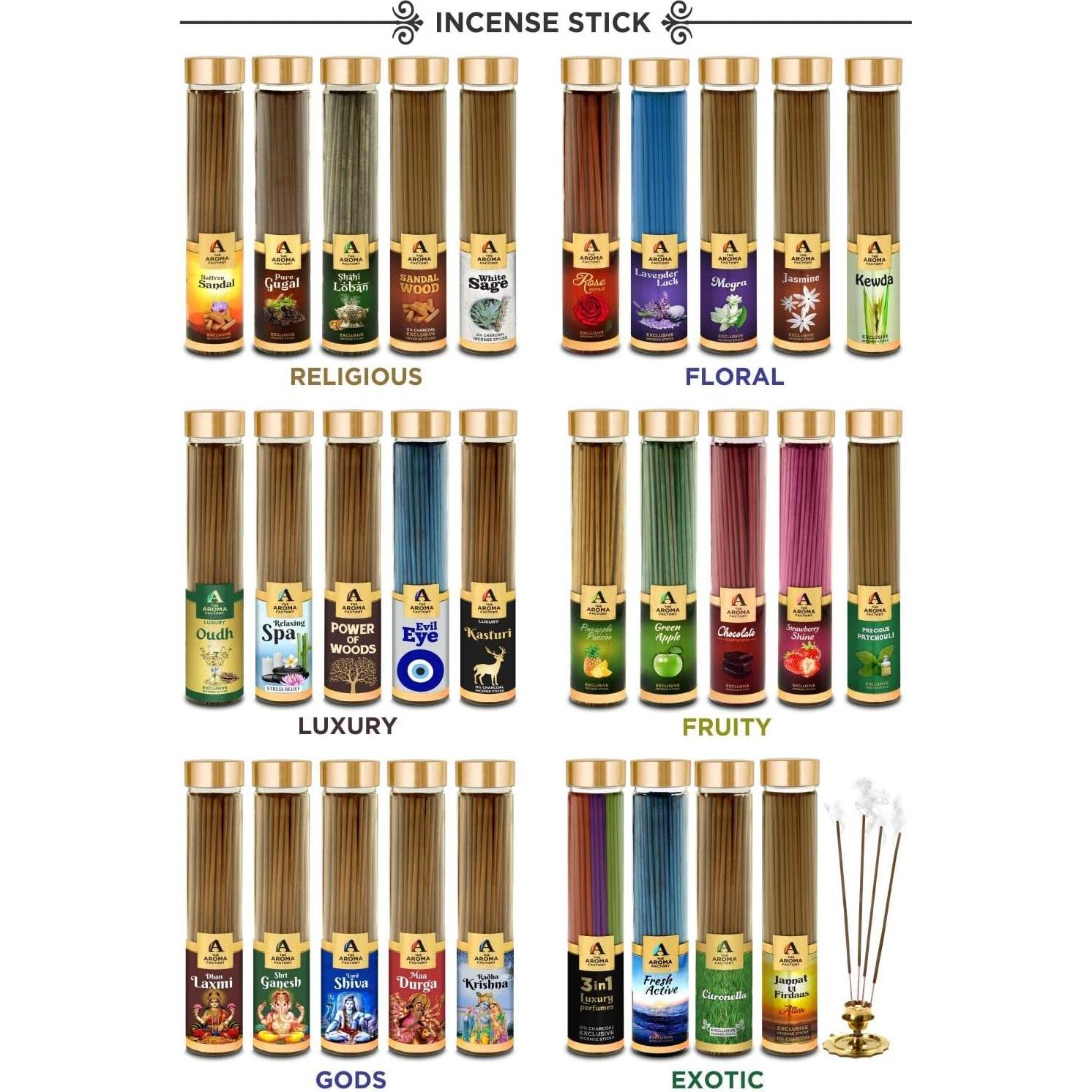 Varitas de Dhoop Rosa The Aroma Factory 35g Sin Carbón