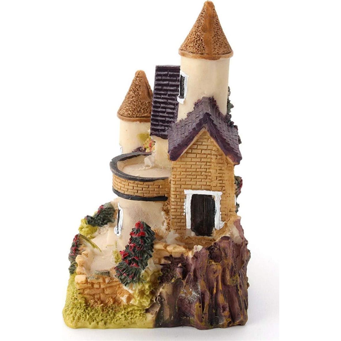 HAPYLY 4PCS Casa Miniatura Jardín Resina Decoración Hogar