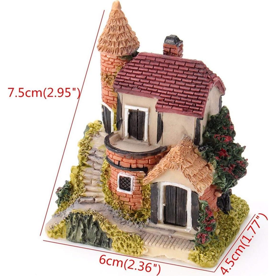 HAPYLY 4PCS Casa Miniatura Jardín Resina Decoración Hogar
