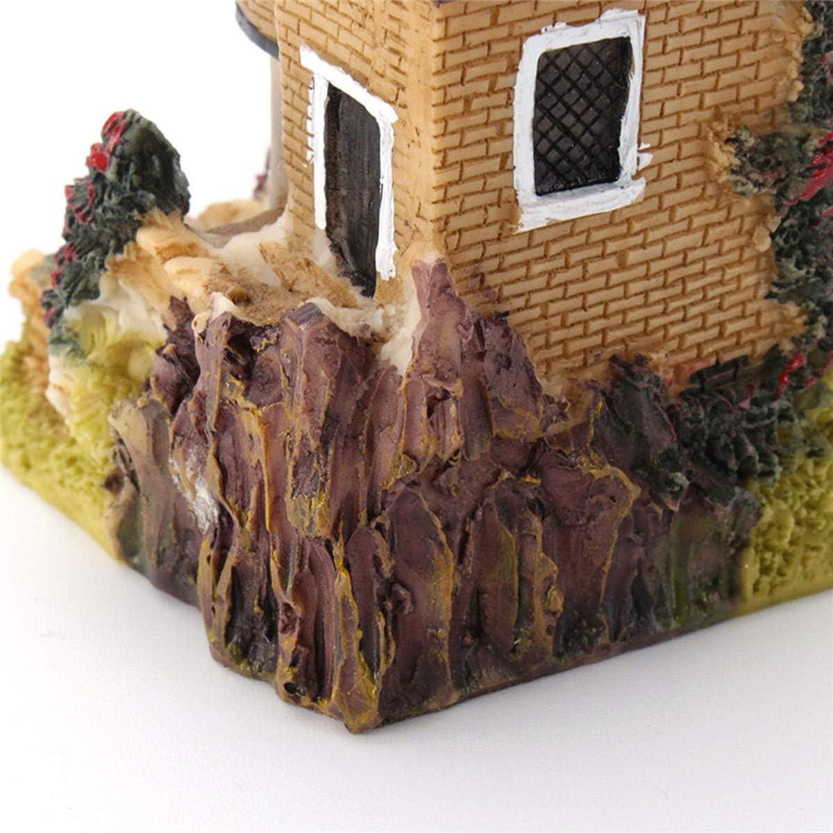 HAPYLY 4PCS Casa Miniatura Jardín Resina Decoración Hogar