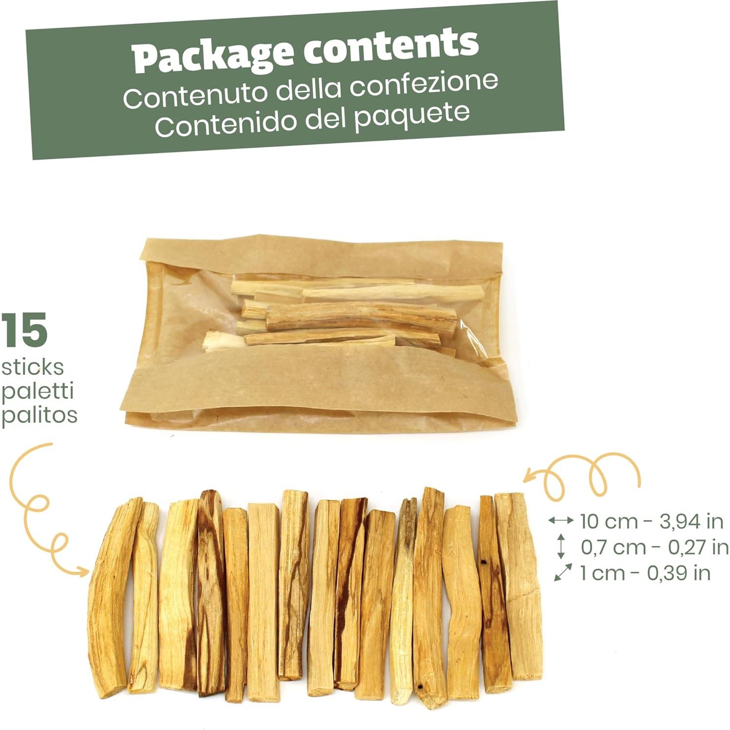 Palitos de Palo Santo NIRDOSH - 15 Unidades de 10 cm - Incienso Natural