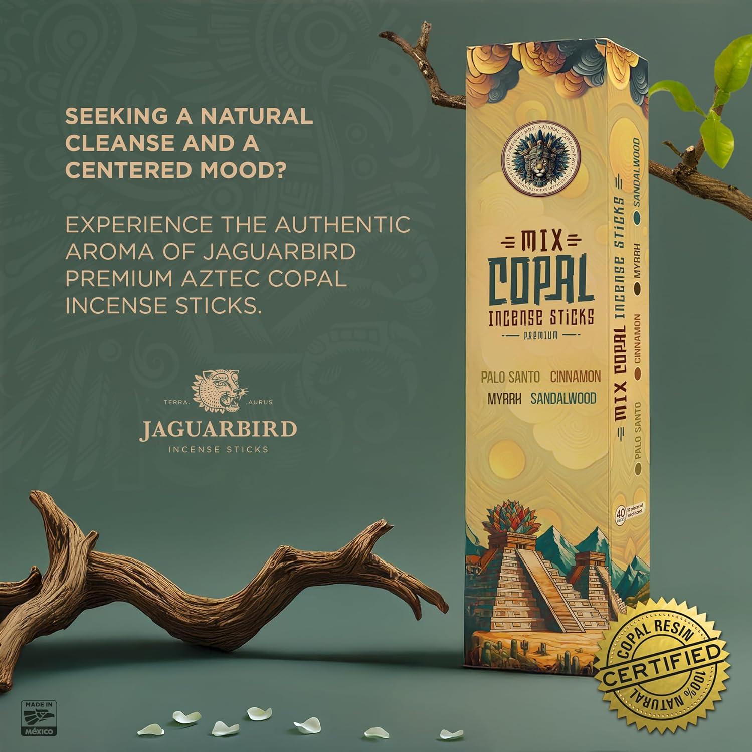 Incienso Copal Azteca Jaguarbird - 40 Varitas de Resina Natural