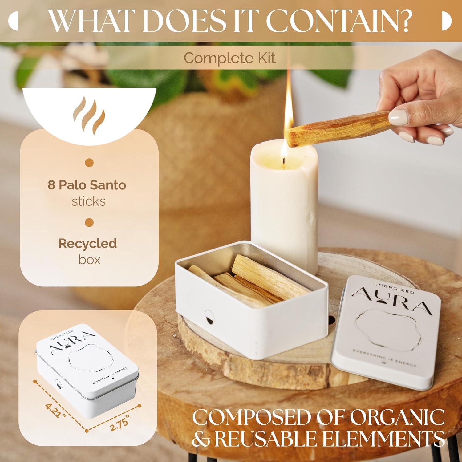 Palo Santo Energized Aura - 8 Palos de 10 cm - Aromaterapia