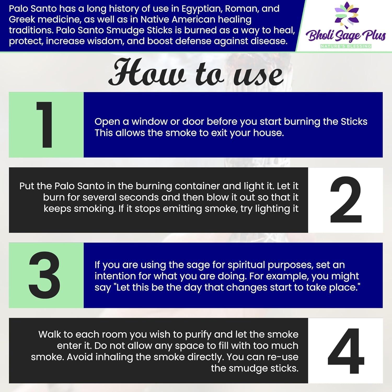 Palosanto Premium BHOLI SAGE PLUS - 50 Palos 10 cm 100% Natural