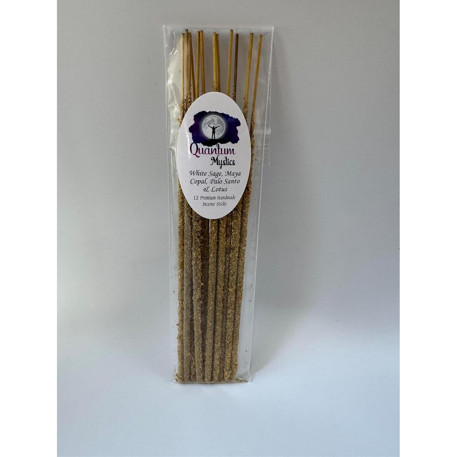 Set de 12 Varitas de Incienso Hechas a Mano - Salvia Blanca, Copal Maya, Palo Santo y Loto