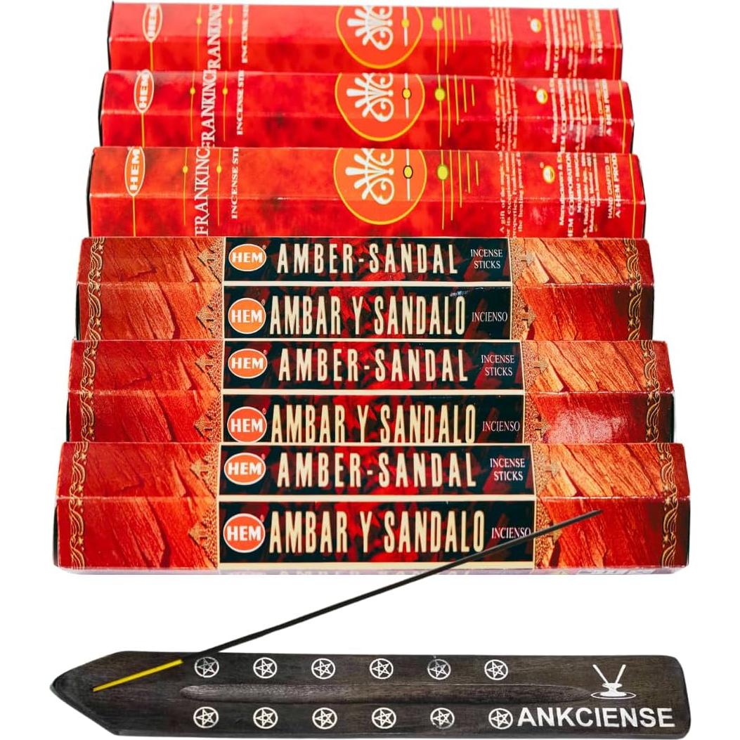 Incienso Rojo y Ámbar Hem con Soporte ANKCIENSE - 120 Varitas