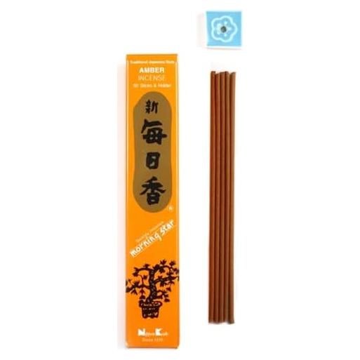 Incienso Morning Star Nippon Kodo Ámbar 50 Varillas con Soporte
