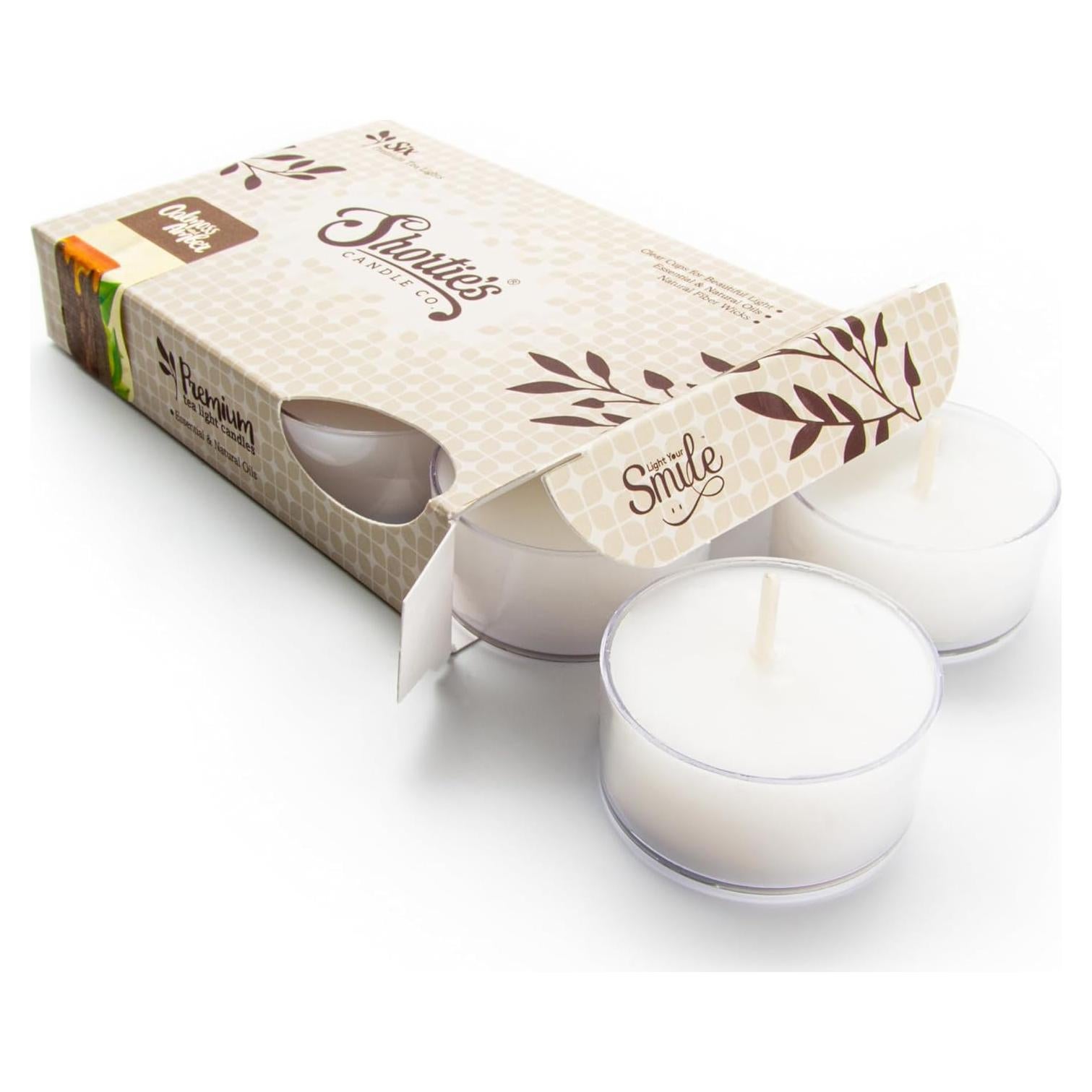 Velas Tealight Shortie's de Musgo de Roble y Ámbar - 6 Unidades