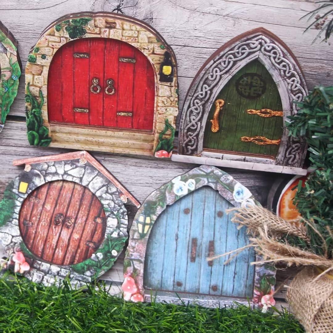 Puerta de Hada Miniatura Jinshining 3D Marrón para Jardín