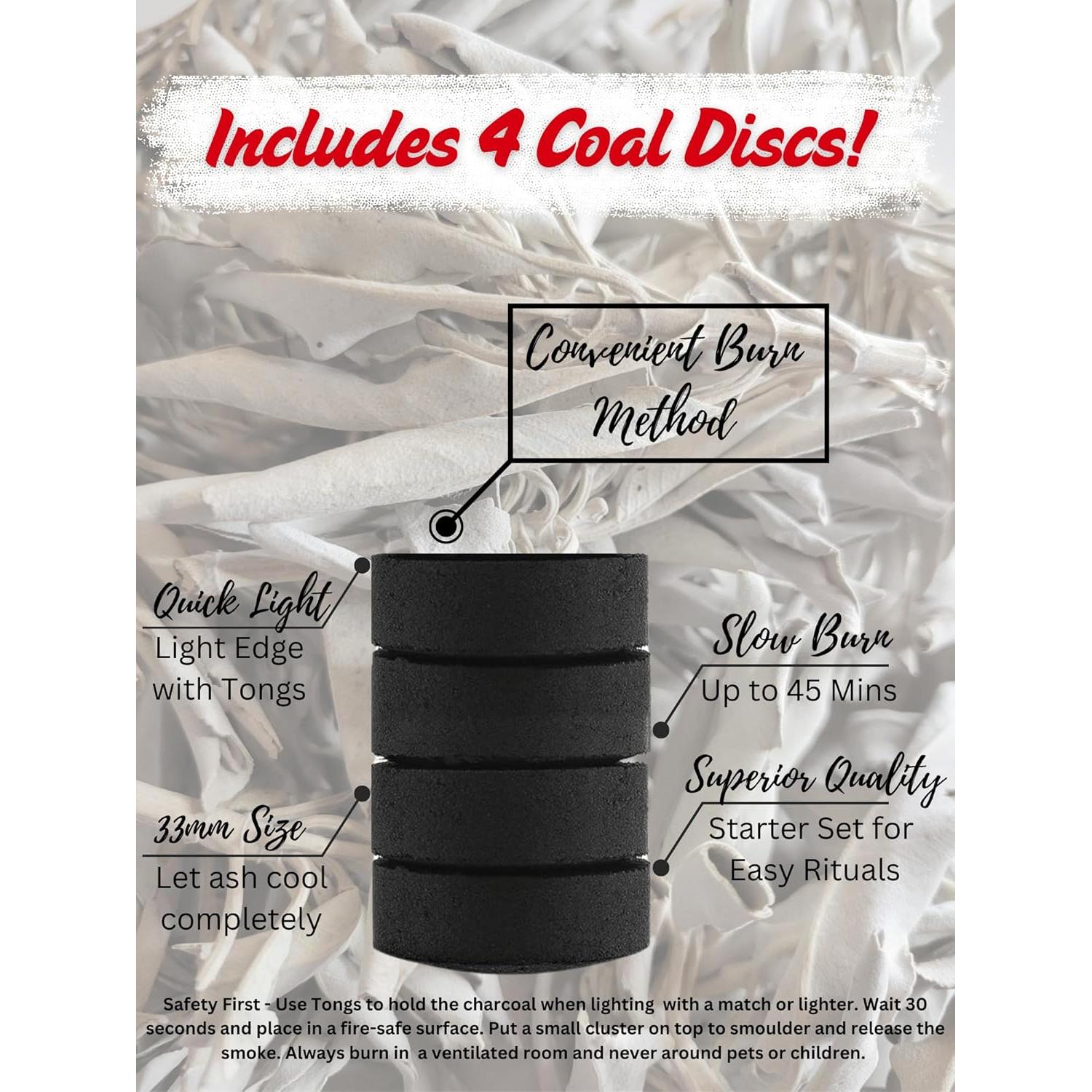 Racimos de Salvia Blanca Orgánica Worldly Finds 85g con Carbón