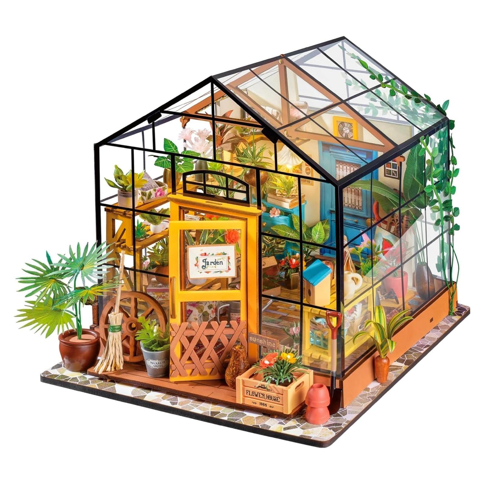 ROBOTIME Casa Miniatura DIY Verde con LED 19.5x17.5 cm