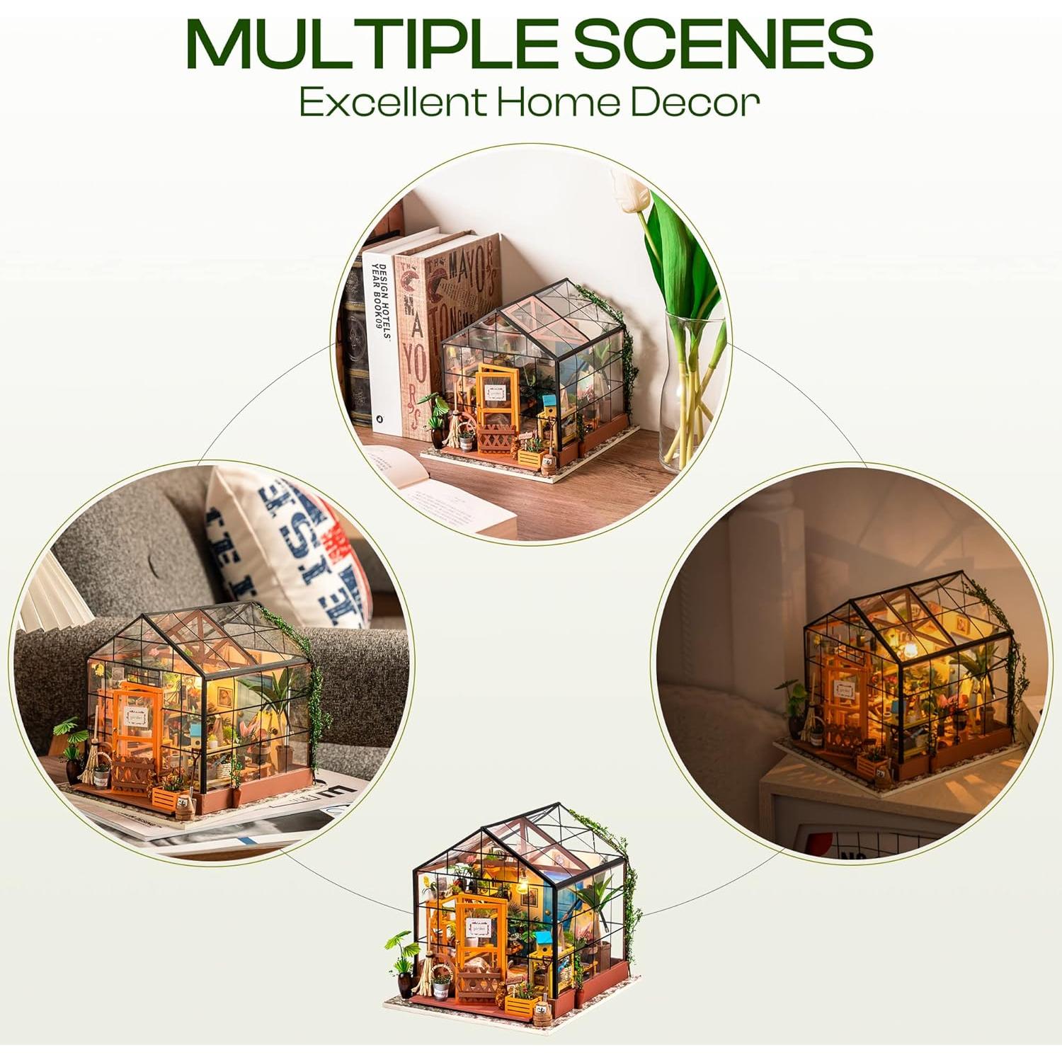 ROBOTIME Casa Miniatura DIY Verde con LED 19.5x17.5 cm