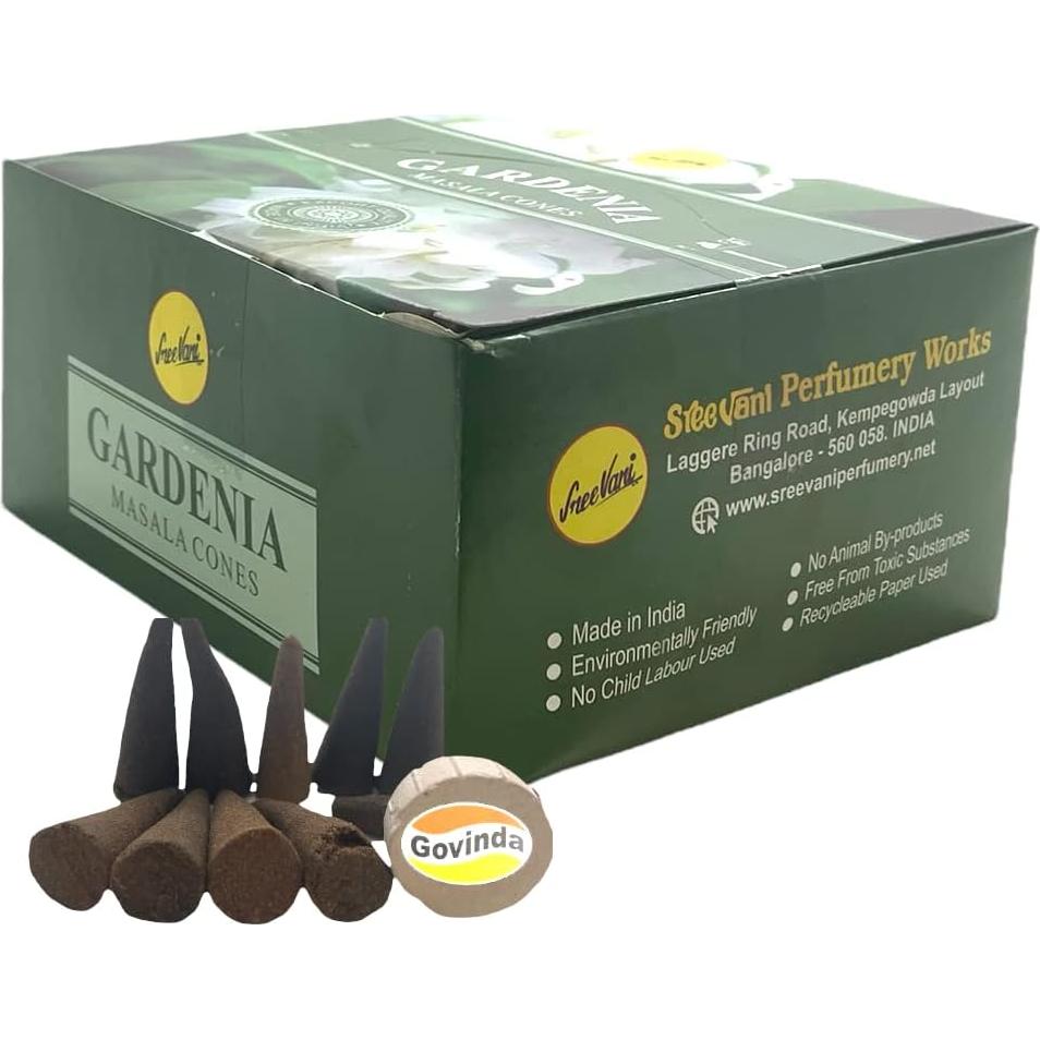 Conos de Incienso Masala Natural Sreevani Gardenia - 120 Unidades