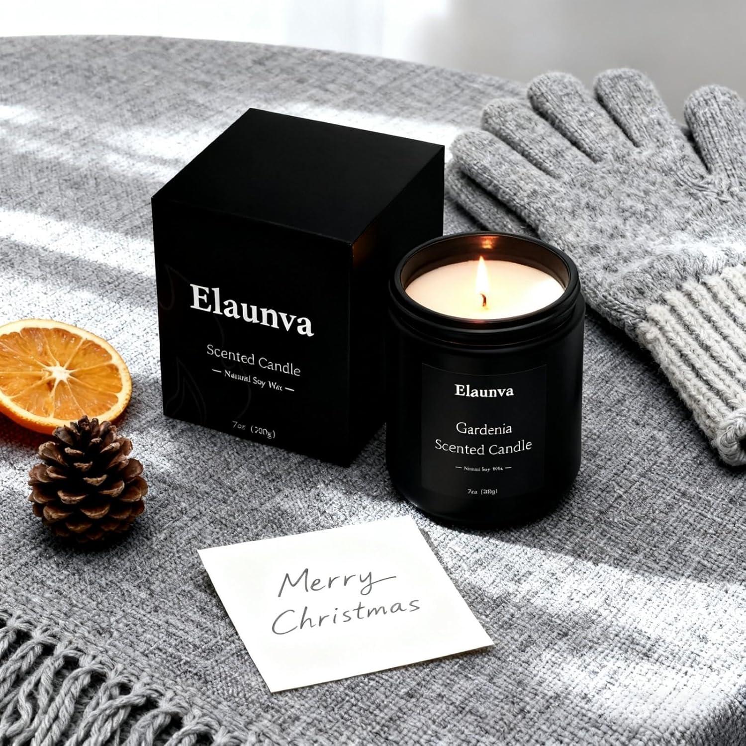 Vela Aromática Elaunva Gardenia 200g Cera de Soja Natural