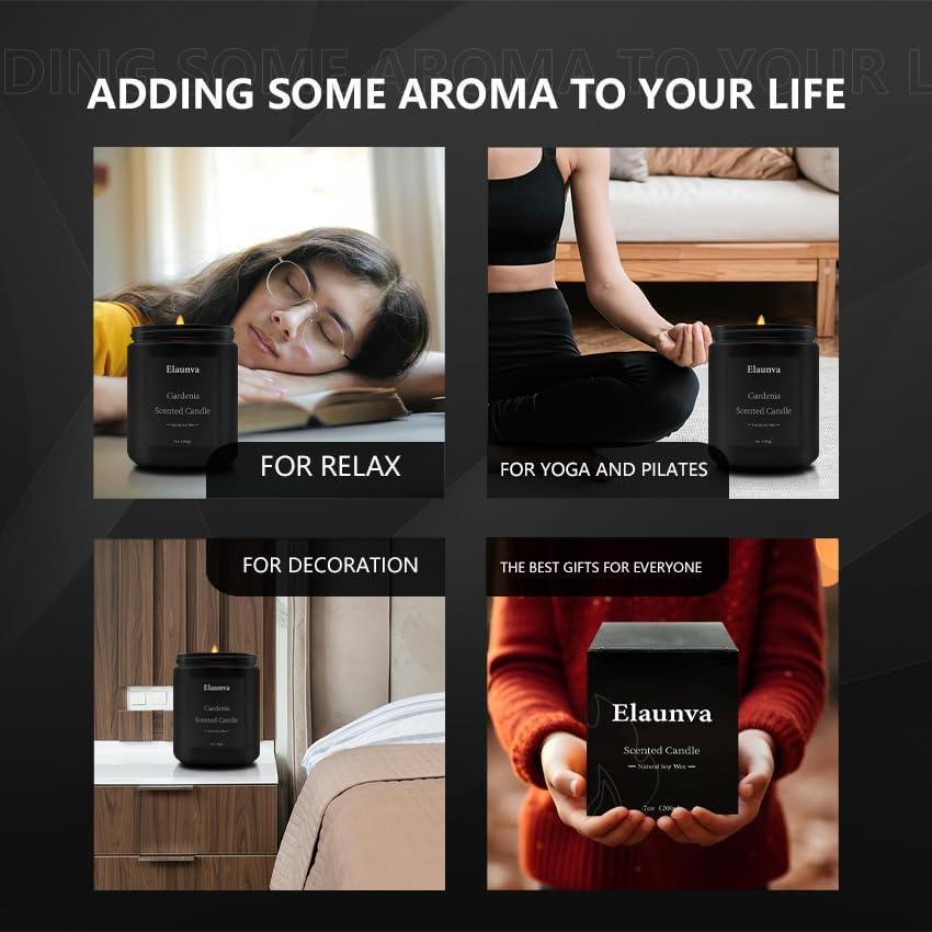 Vela Aromática Elaunva Gardenia 200g Cera de Soja Natural