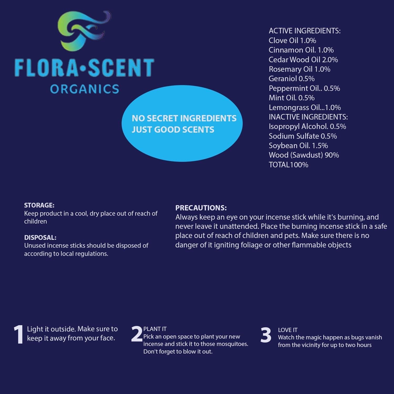 Incienso Repelente de Insectos Flora Scent 12 Unidades Orgánico