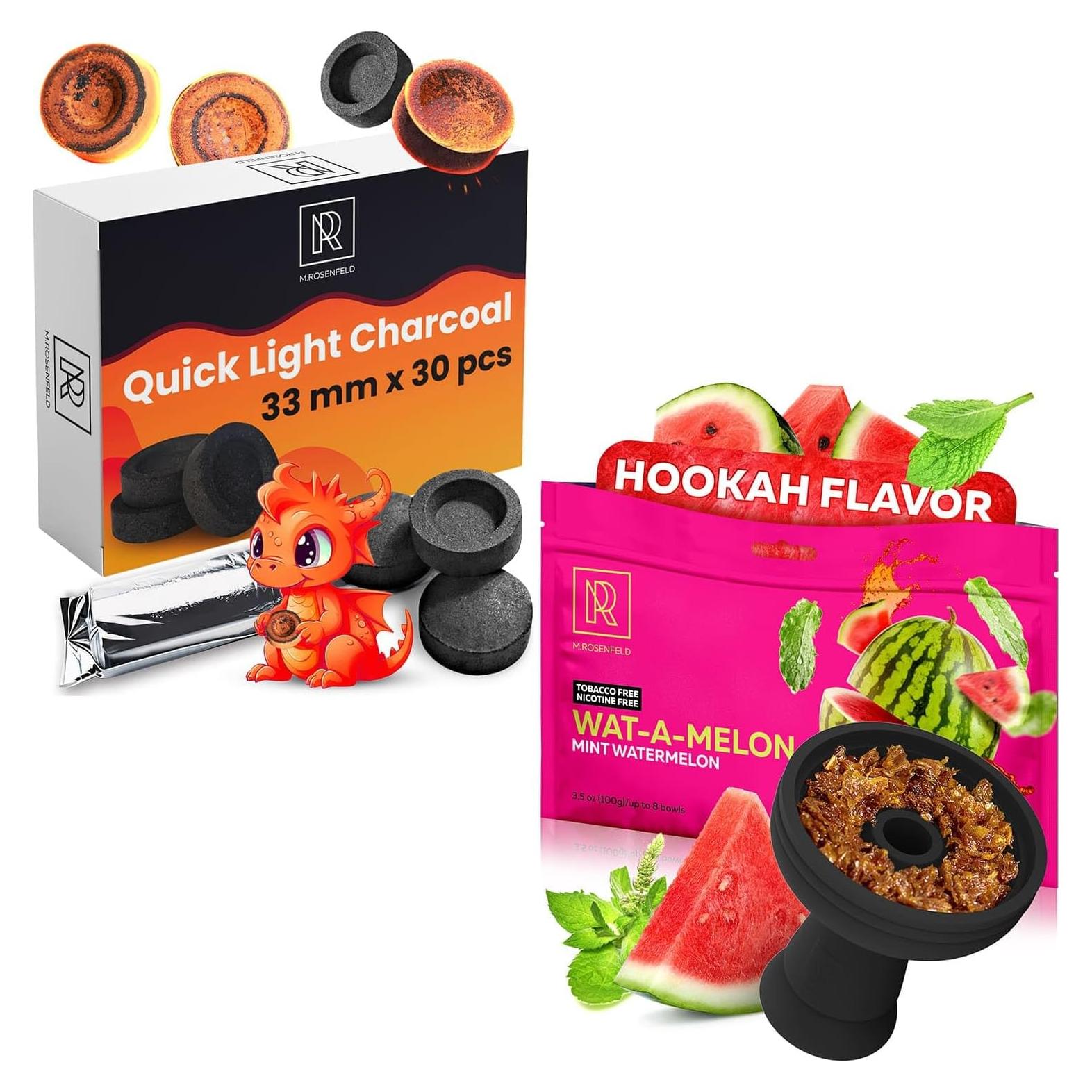 Melaza de Hookah M. ROSENFELD Sandía Menta 79.4g + Carbón 30 tabletas