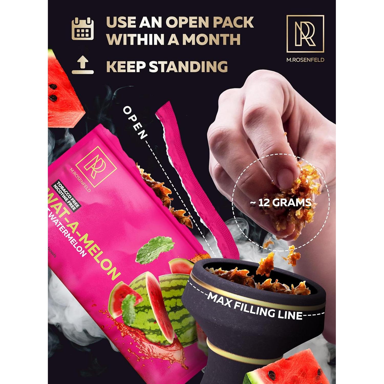 Melaza de Hookah M. ROSENFELD Sandía Menta 79.4g + Carbón 30 tabletas