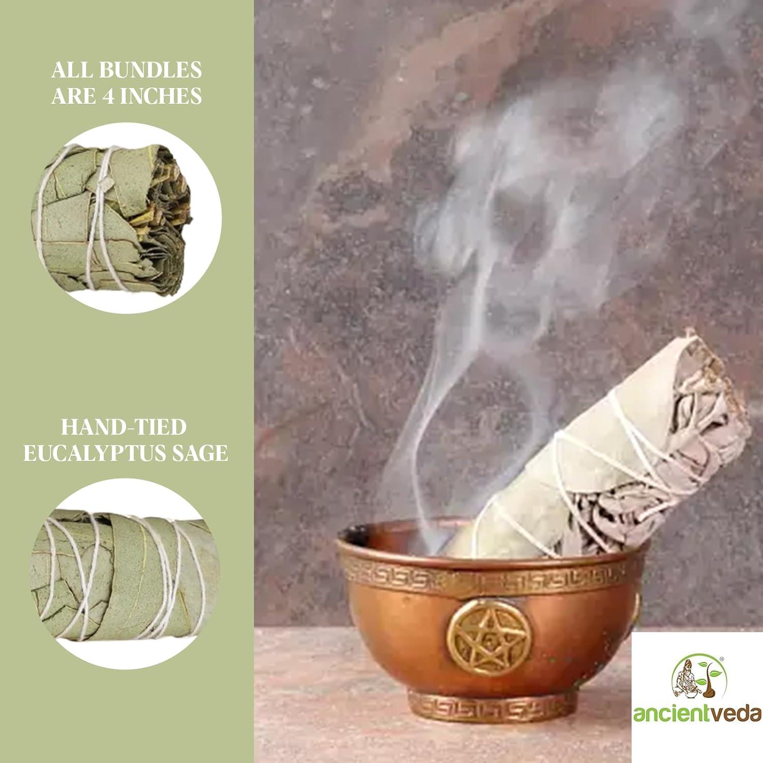 Palos de Salvia Blanca Orgánica Eucalipto 10 cm - Paquete de 3