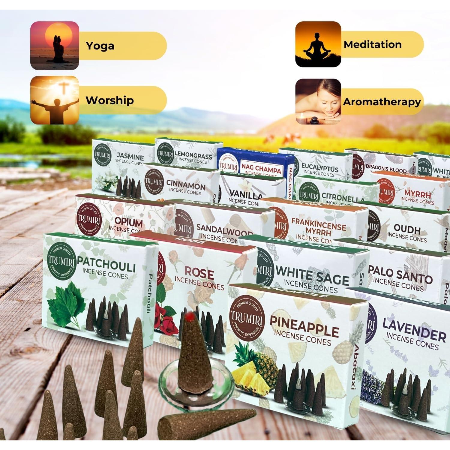 Conos de Incienso Trumiri - 120 Conos Aromatizados Variados
