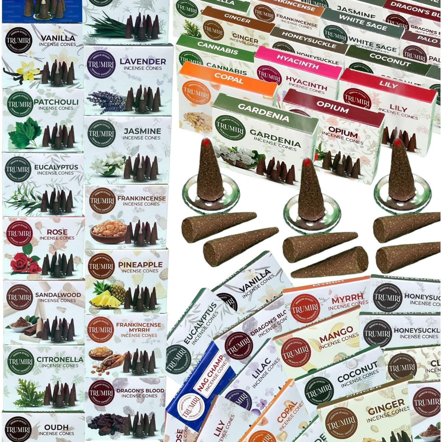 Conos de Incienso Trumiri - 120 Conos Aromatizados Variados