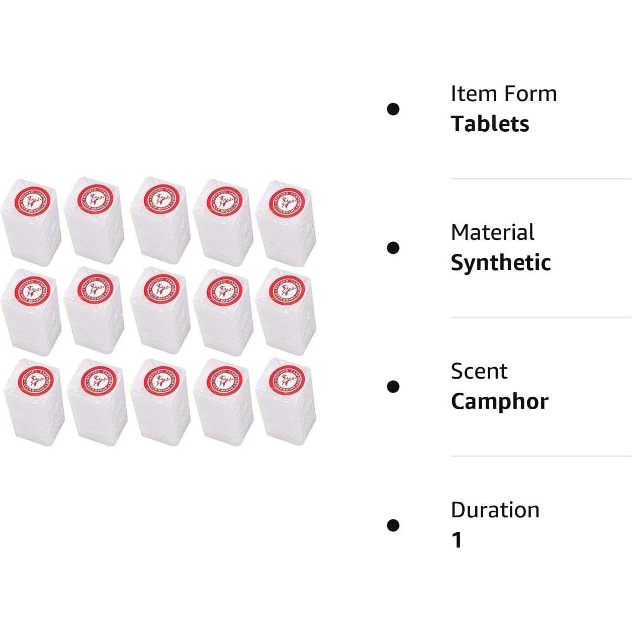 Cápsulas de Alcanfor Puro Deer - 15 Bloques Refinados