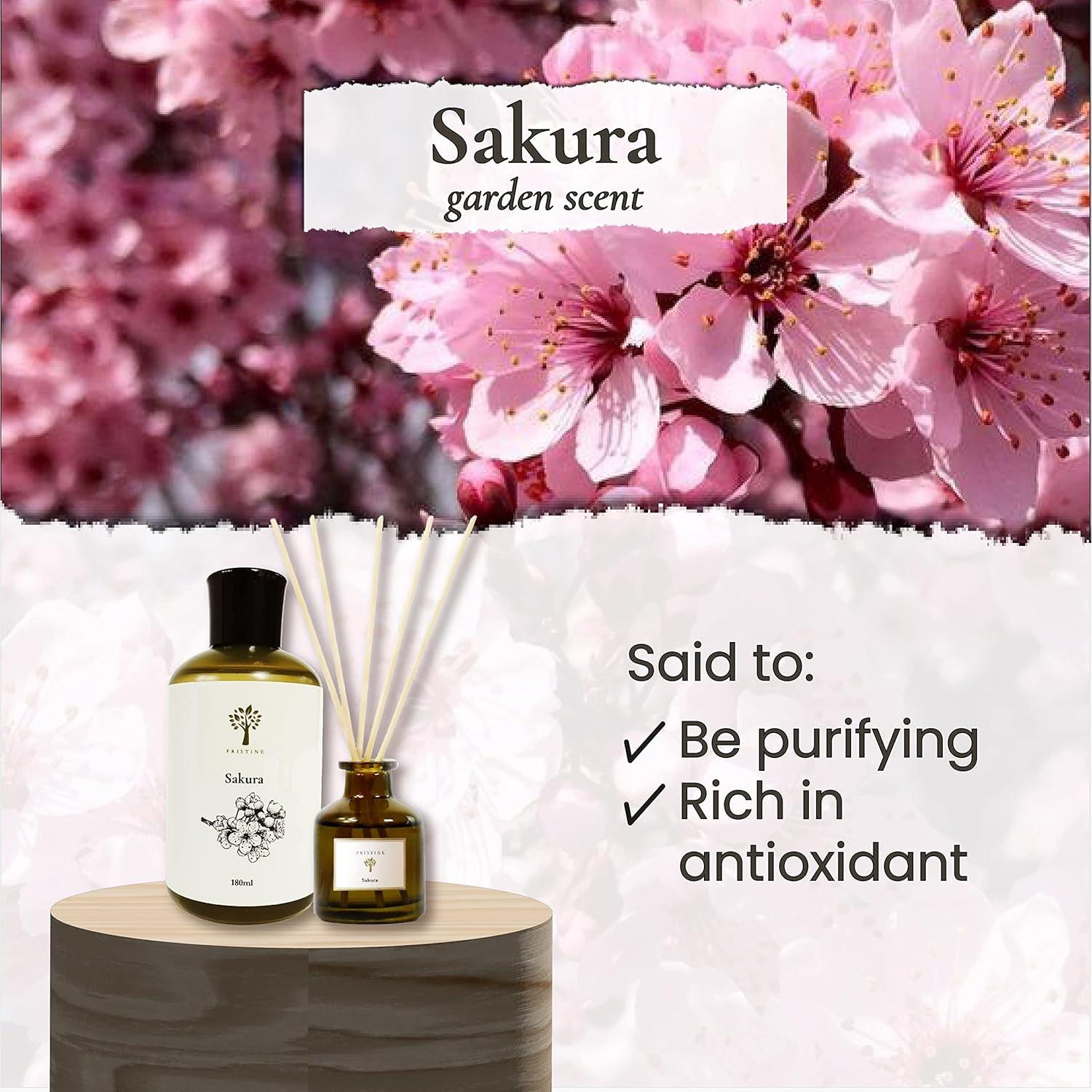 Difusor de cañas Pristine Sakura 48g - Aroma duradero