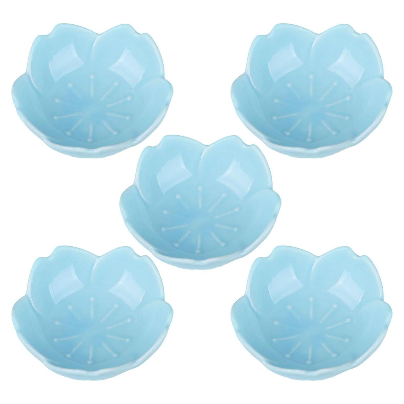 Set de 5 Platos de Cerámica Azul WHJY - Diseño Flor de Cerezo
