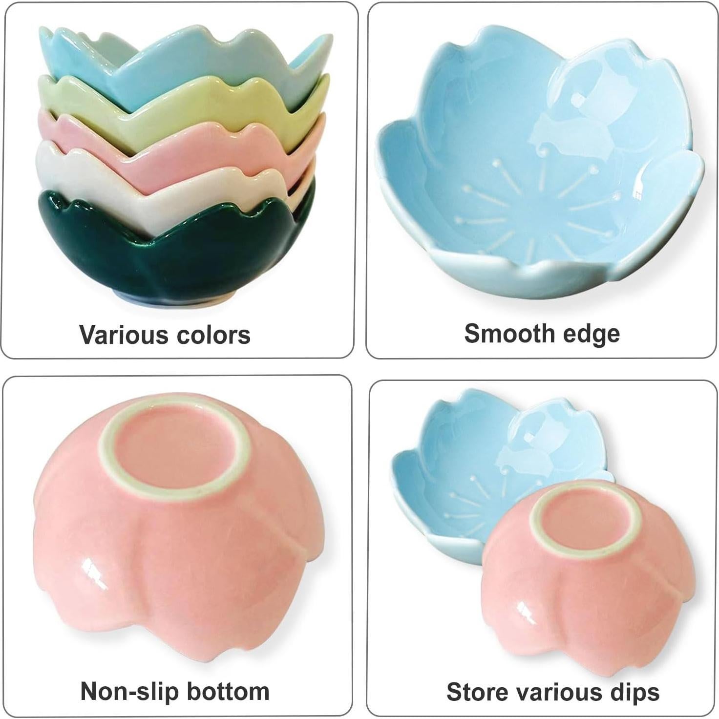 Set de 5 Platos de Cerámica Azul WHJY - Diseño Flor de Cerezo