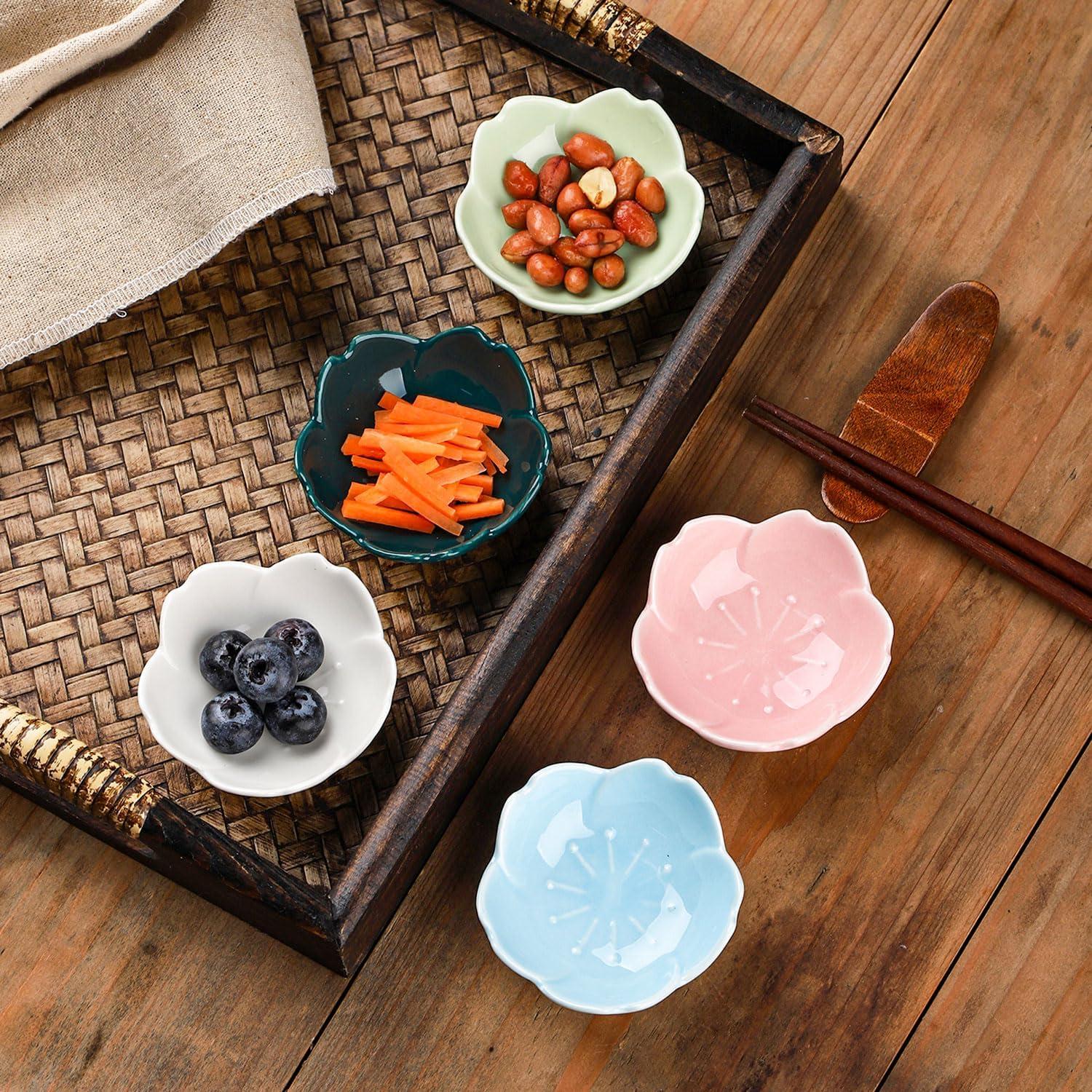 Set de 5 Platos de Cerámica Azul WHJY - Diseño Flor de Cerezo