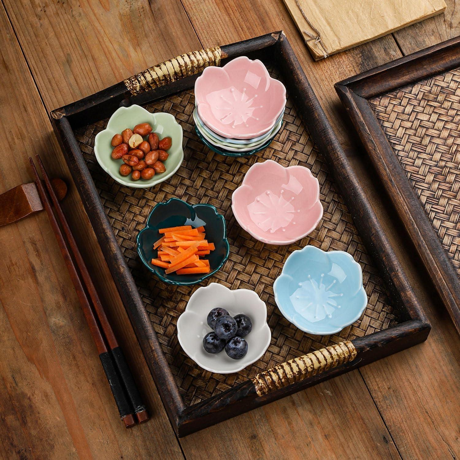 Set de 5 Platos de Cerámica Azul WHJY - Diseño Flor de Cerezo