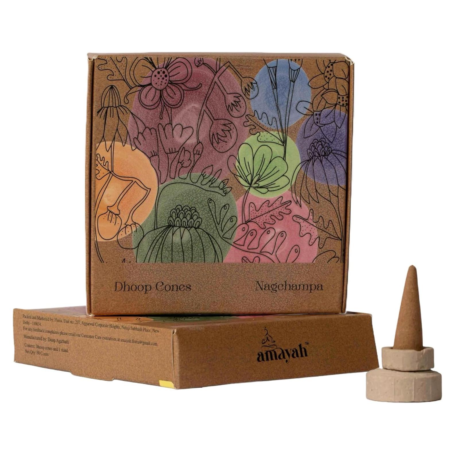 Conos de Incienso Natural AMAYAH - Nagchampa (2 unidades)