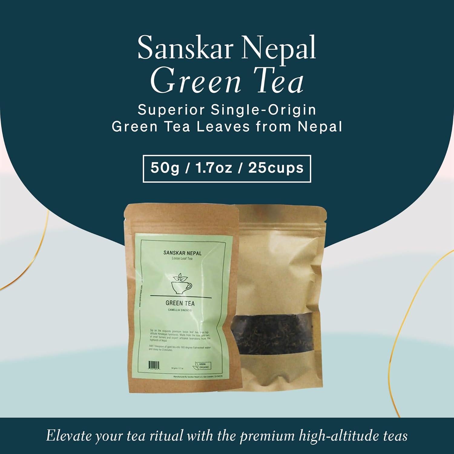 Té Verde Orgánico Sanskar Nepal 50 g - Hoja Suelta Premium