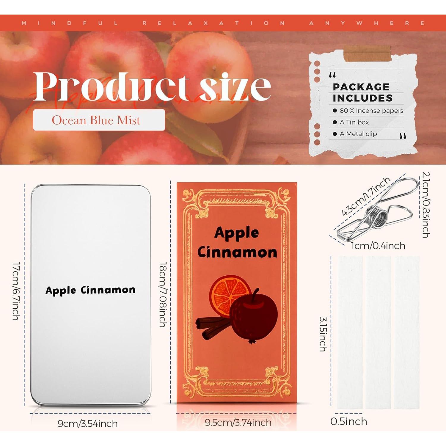 Kit de Incienso de Papel Acellegic 80 Piezas Manzana Canela