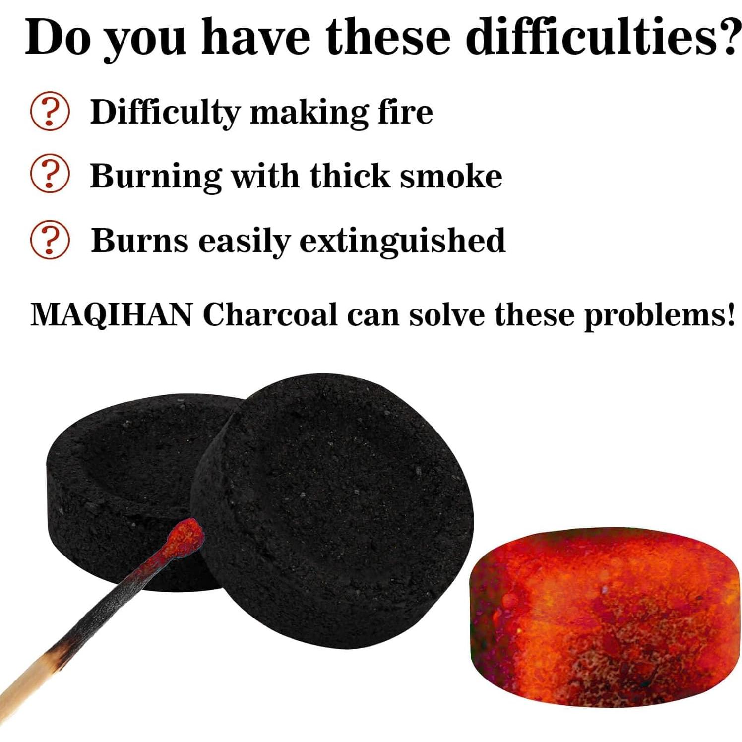 Briquetas de Carbón Natural MAQIHAN 100pcs - Encendido Rápido