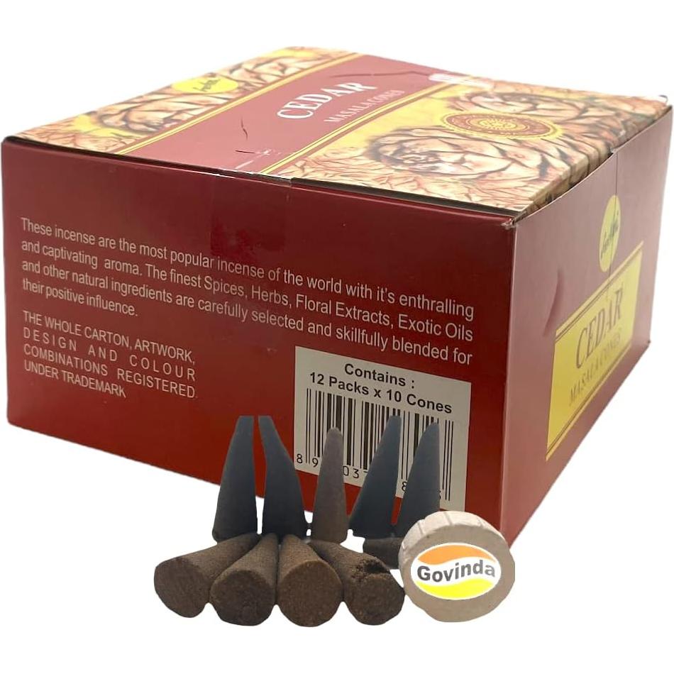 Conos de Incienso Natural Sreevani Govinda - 120 Conos de Cedro