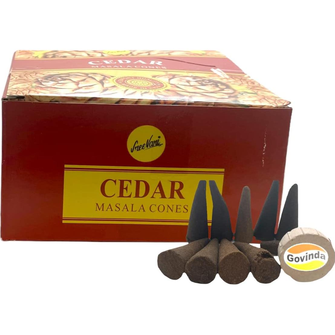 Conos de Incienso Natural Sreevani Govinda - 120 Conos de Cedro