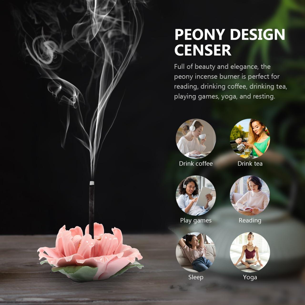 Soporte para Incienso Alipis Cerámica Flor Peonía 6x6x3.3cm