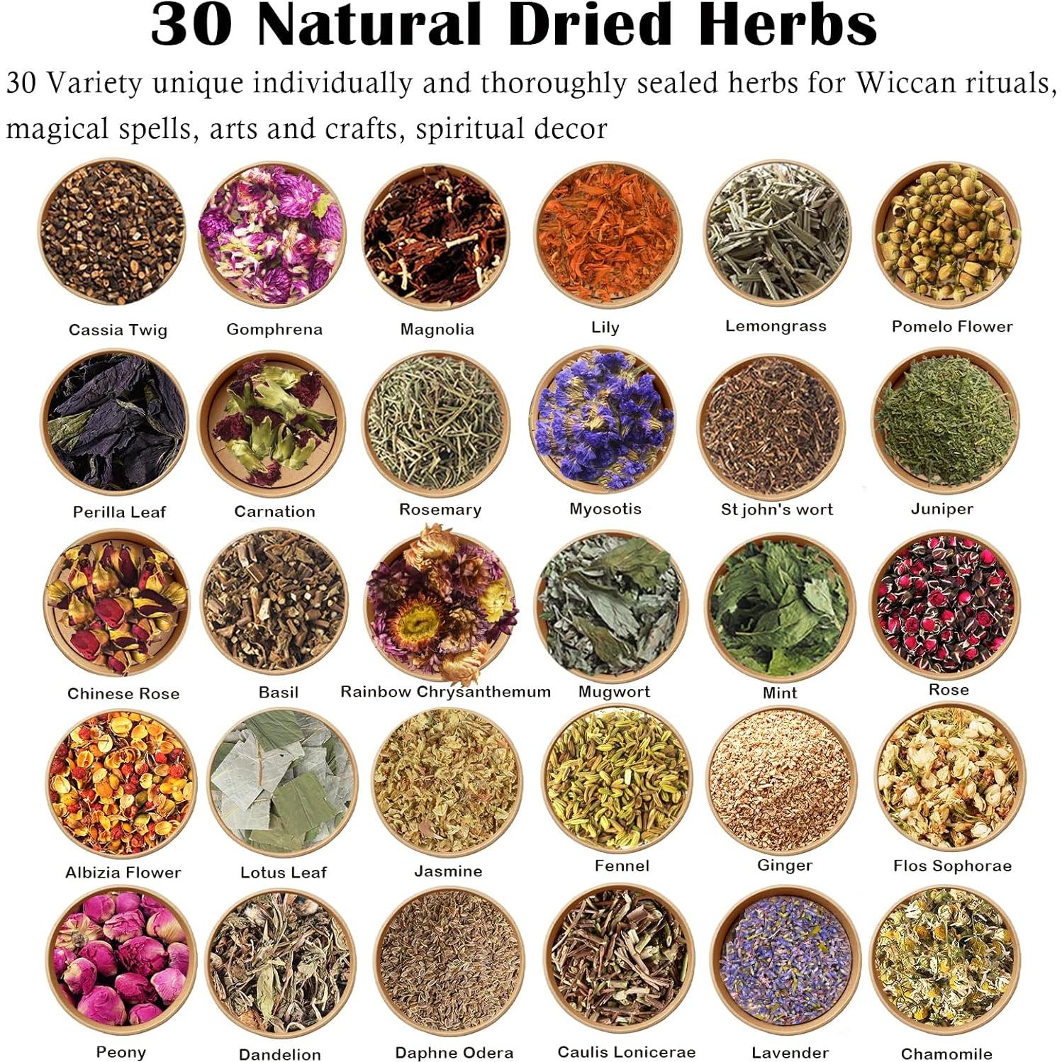 Kit de Brujería Ainswei 30 Hierbas y Flores Secas 1.02kg