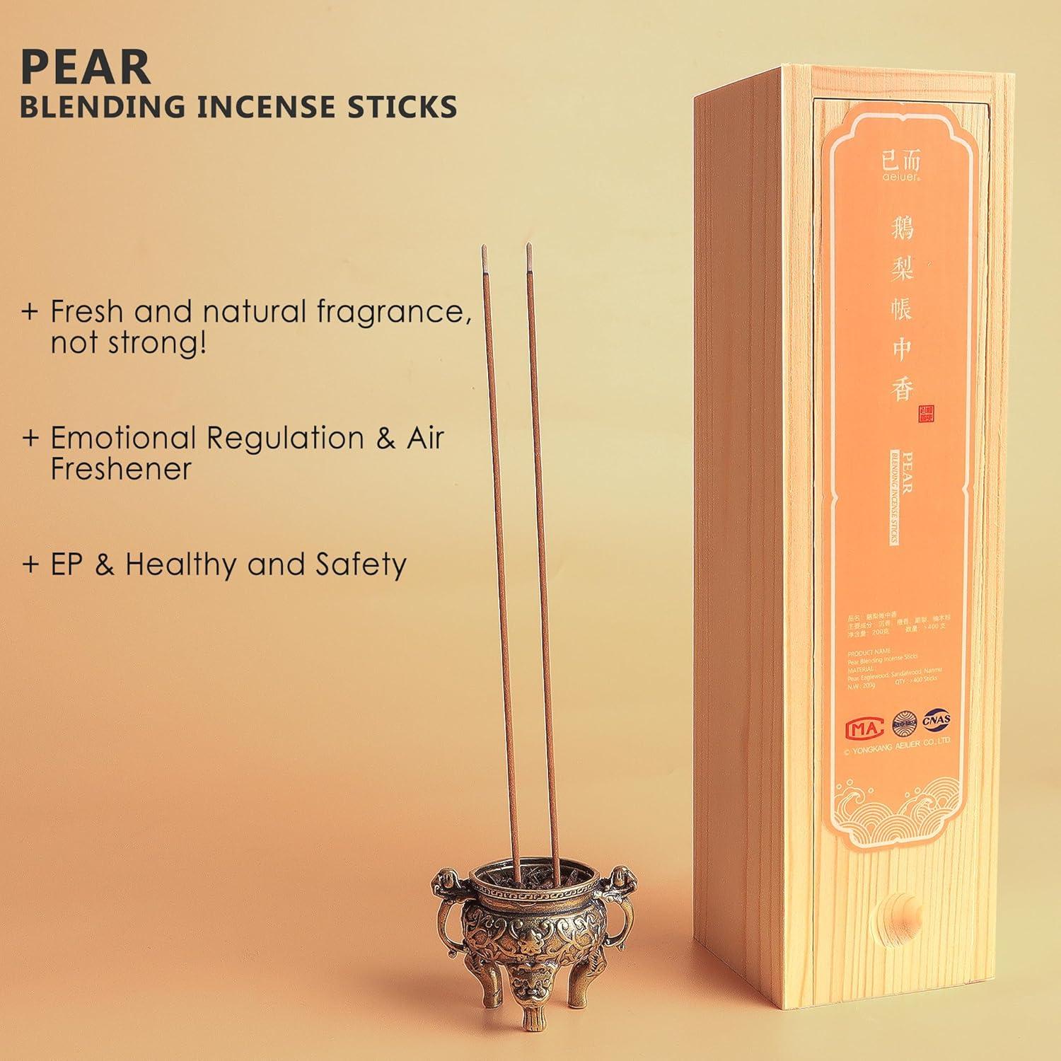 400 Varitas de Incienso AEIUER Pera Natural Sin Aditivos