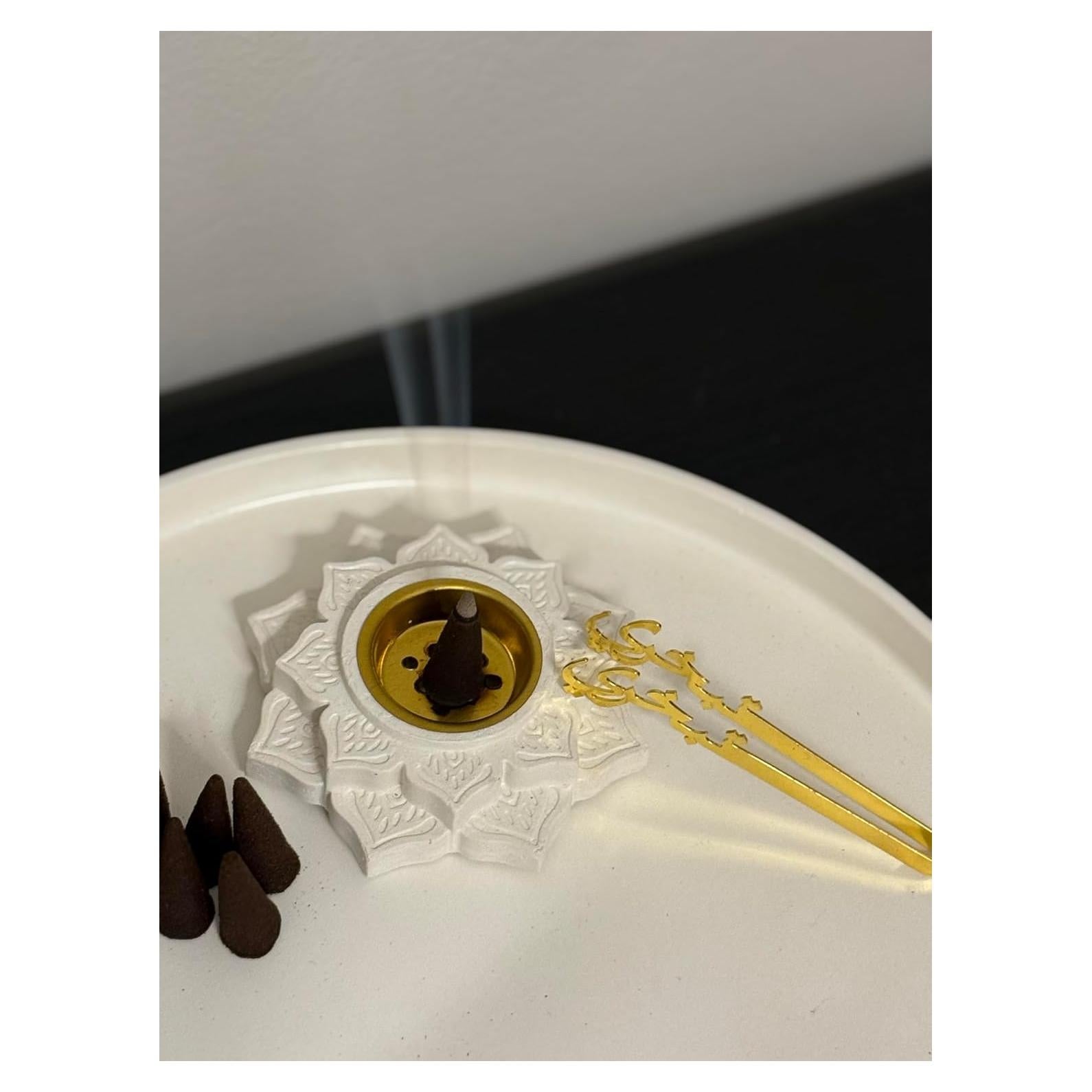 Horno de Incienso Mandala Concreto Oasis Moderno + 10 Conos