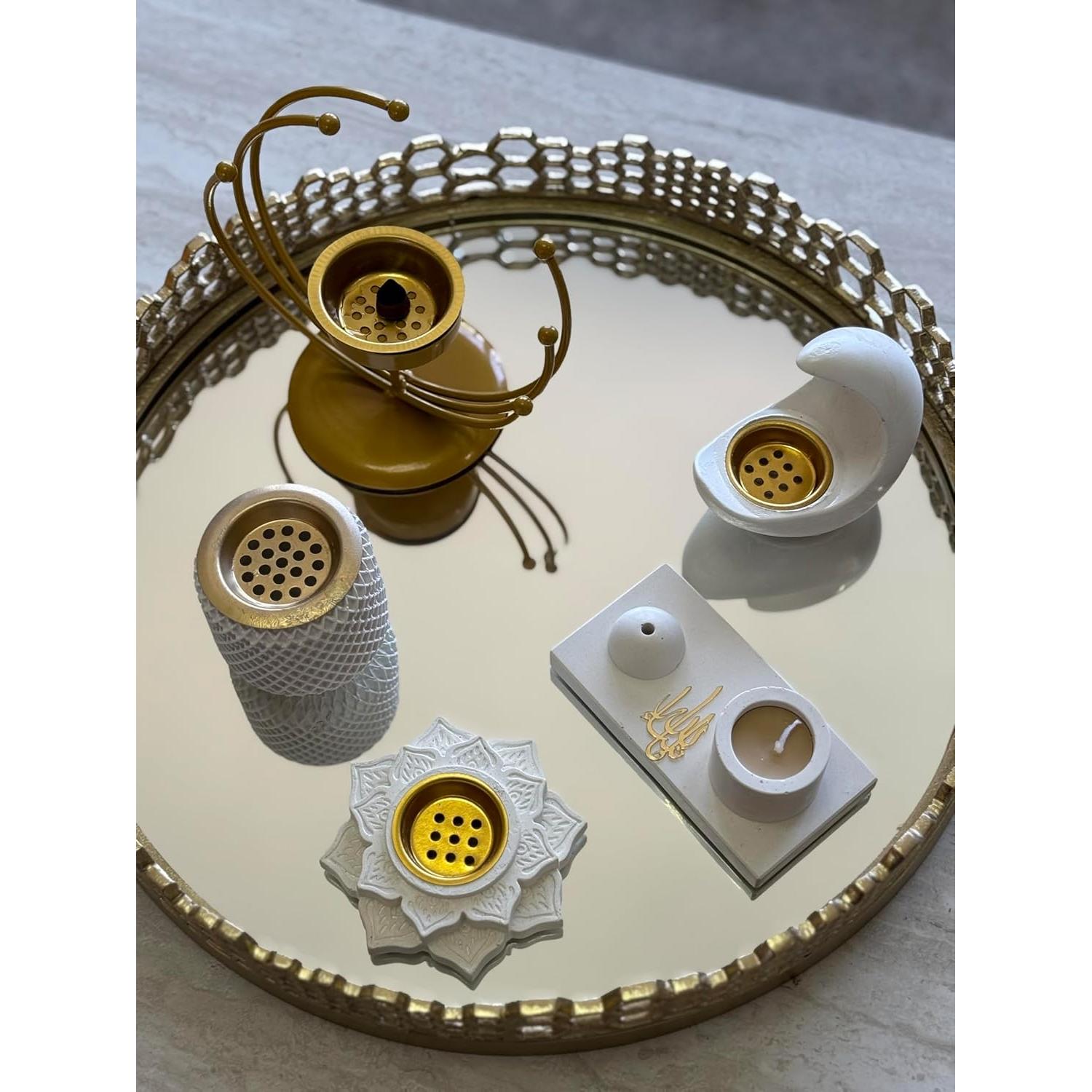 Horno de Incienso Mandala Concreto Oasis Moderno + 10 Conos