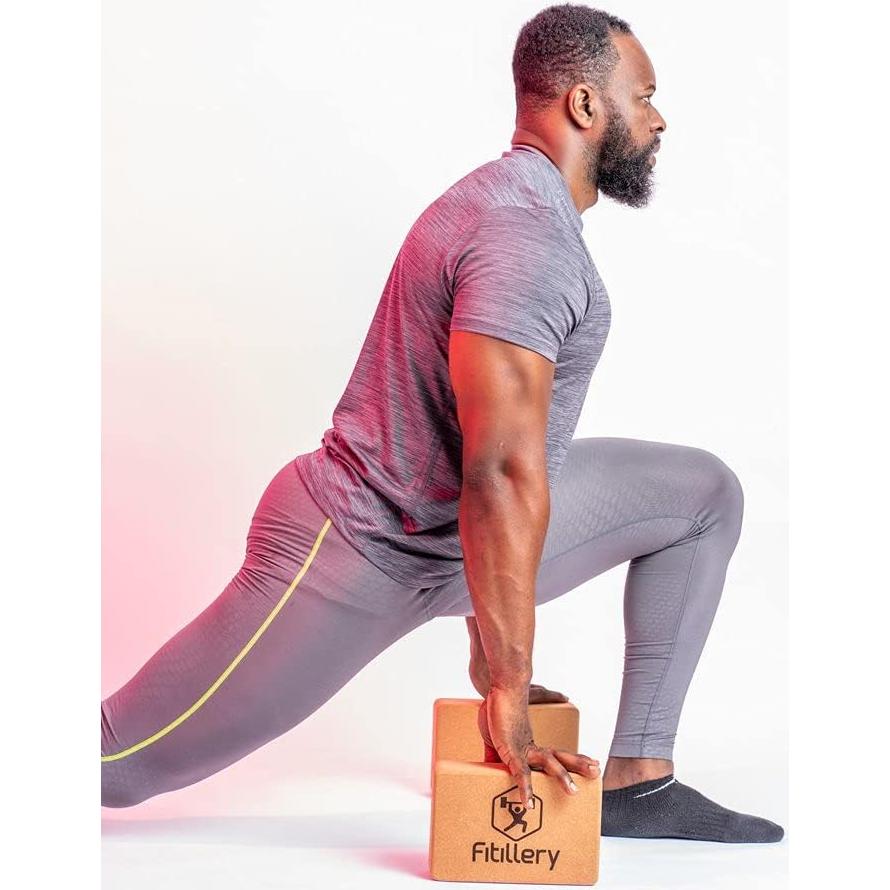 Bloques de Yoga de Corcho Fitillery - 2 Pack, Antideslizantes