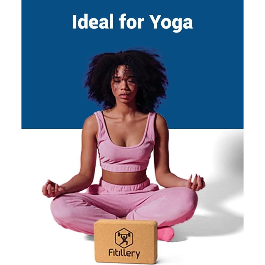 Bloques de Yoga de Corcho Fitillery - 2 Pack, Antideslizantes