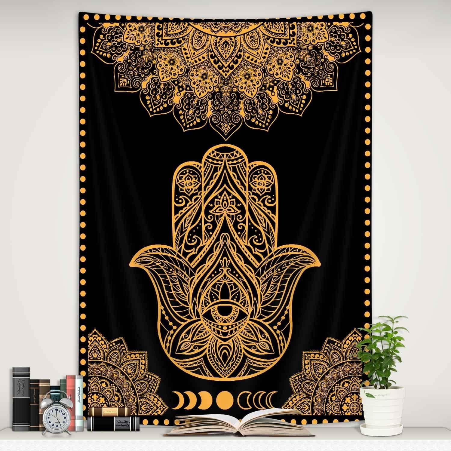 Tapiz de Pared Boziqr Hamsa Psicodélico 101.6x152.4 cm