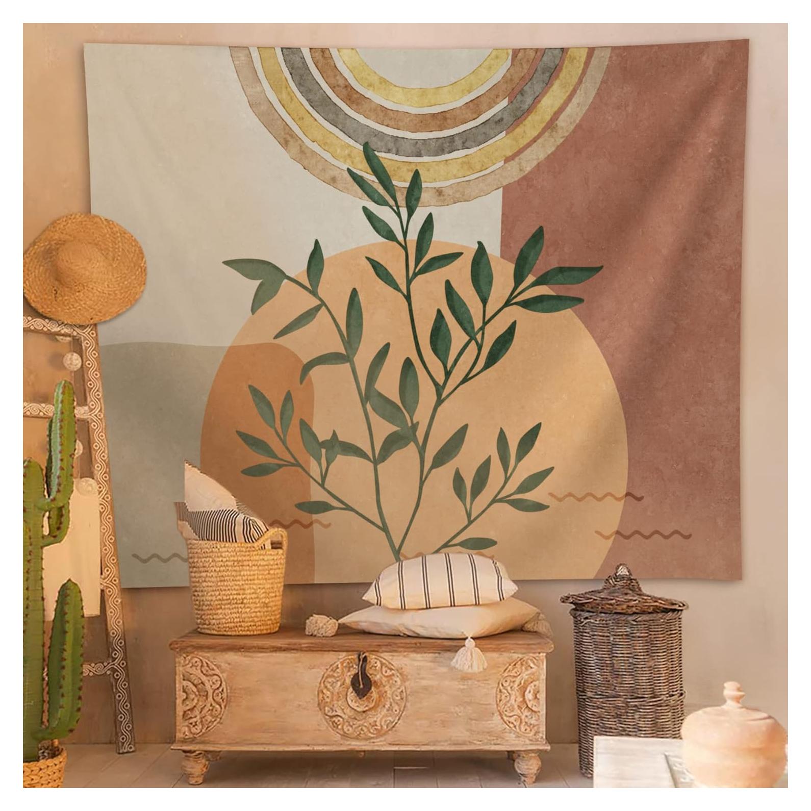 Tapiz de Pared Boho SUOTEMEIFEI 130x150cm Arte de Plantas